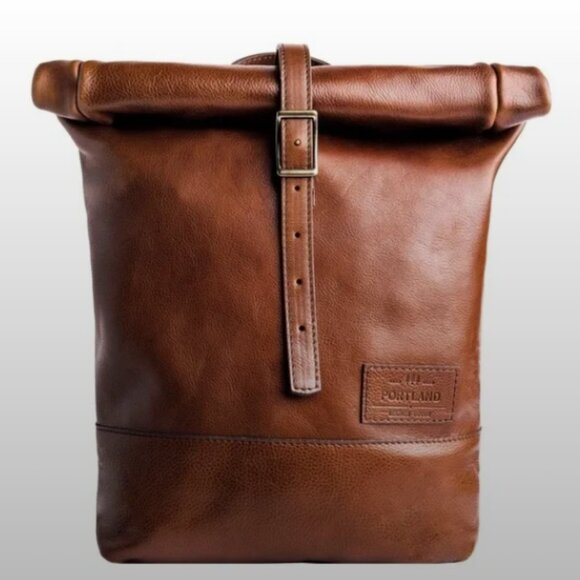 Portland Leather Roll Top Backpack Nutmeg! - Picture 2 of 8